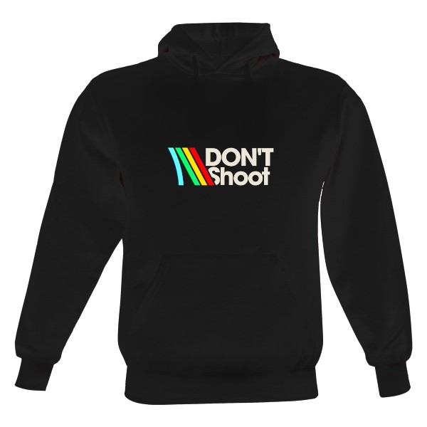 Pánská mikina s kapucí Just Hoods s potiskem Arc Raiders - Don't shoot - černá