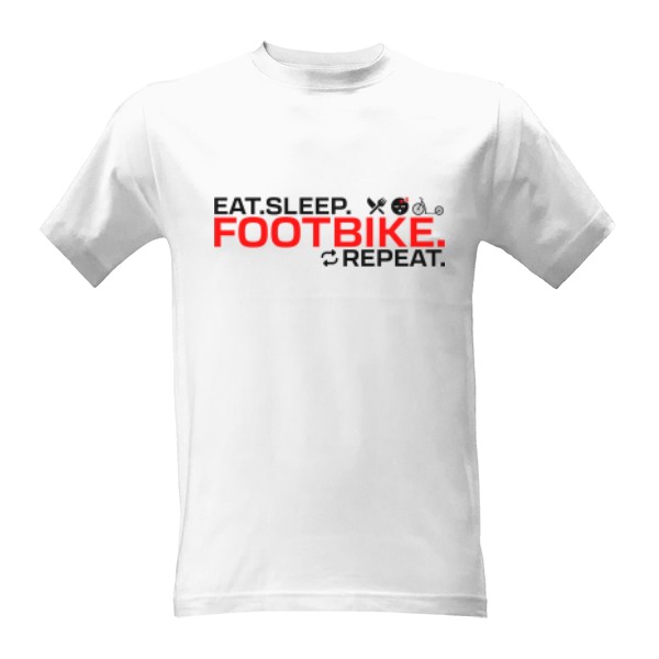 Tričko s potiskem Eat. Sleep. Footbike. Repeat. II – pro koloběžkáře