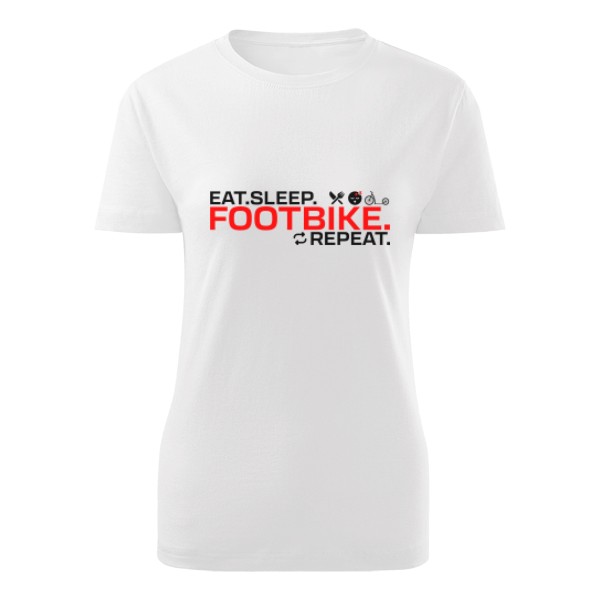 Tričko s potiskem Eat. Sleep. Footbike. Repeat. II – pro koloběžkářky