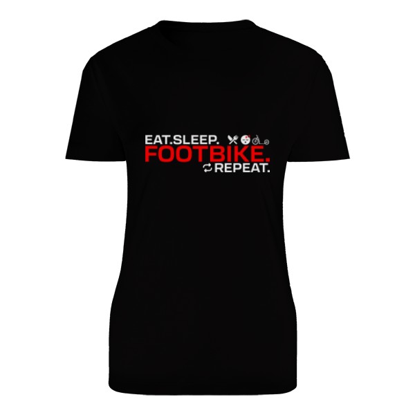 Tričko s potiskem Eat. Sleep. Footbike. Repeat. II – pro koloběžkářky
