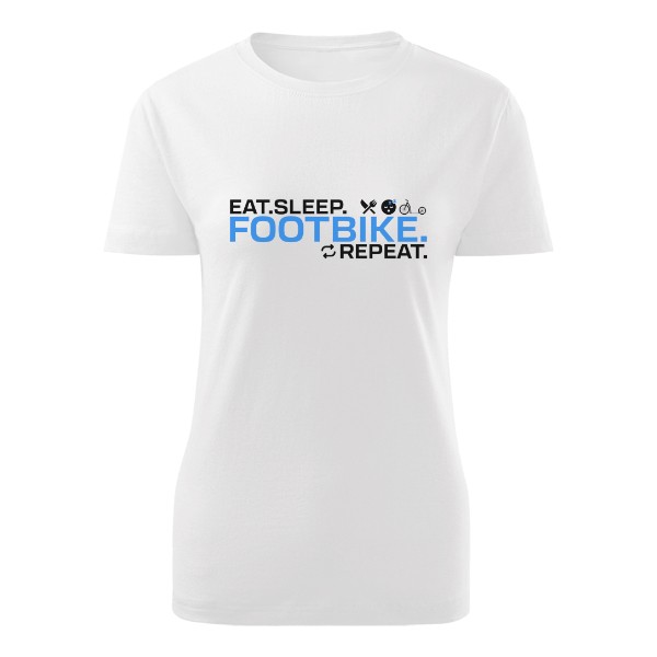 Tričko s potiskem Eat. Sleep. Footbike. Repeat. – pro koloběžkářky