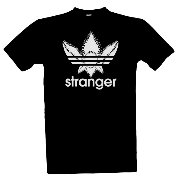Tričko s potiskem Stranger Things Adidas parody - černé
